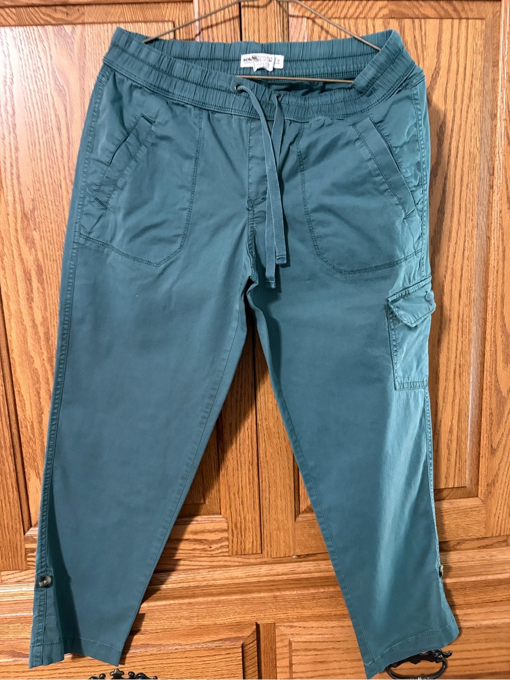 Sonoma Cropped Drawstring Cargo Pants in Teal Blue 6